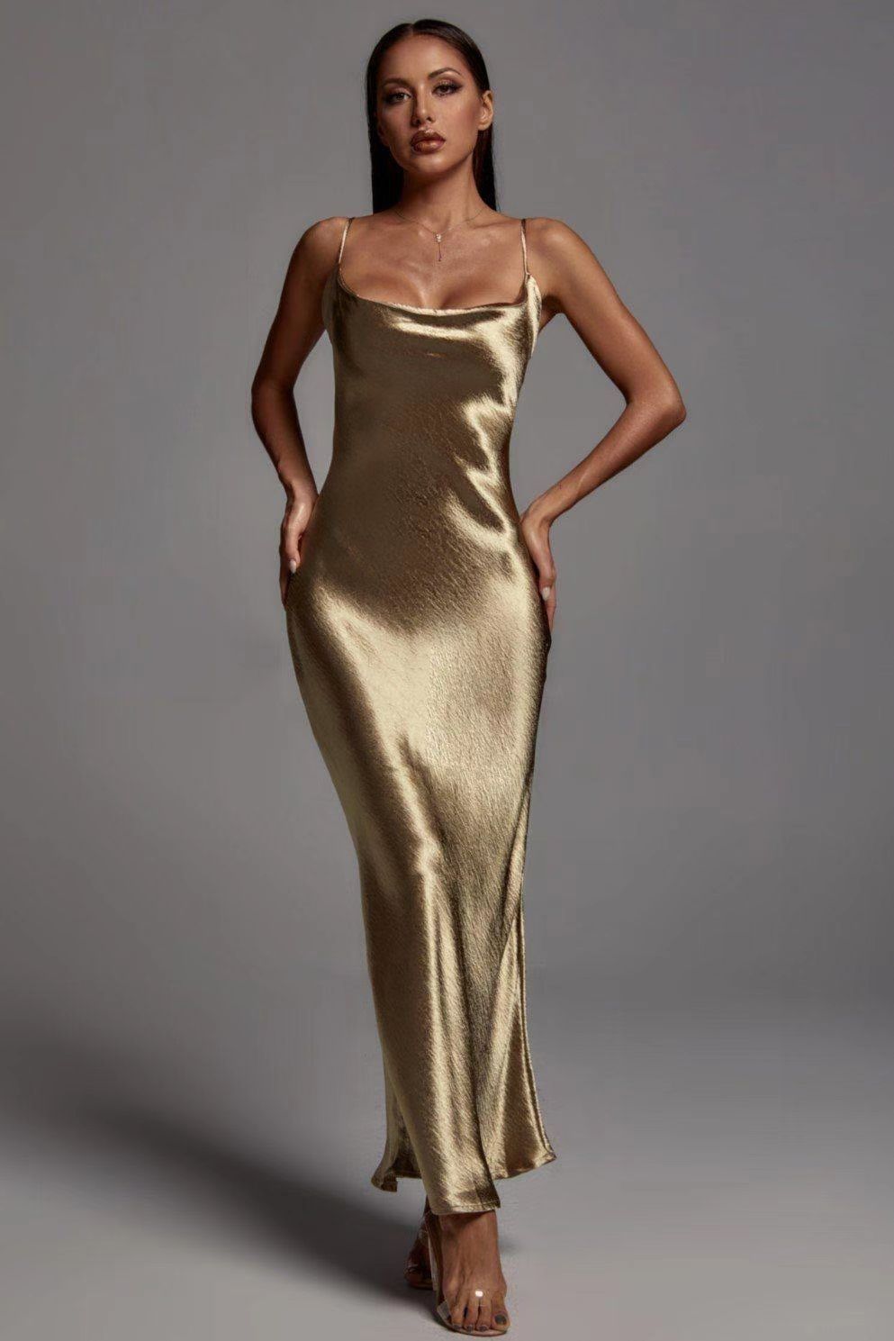Beauty Clothing Sling Exposed Back Sexy Dress Slim Fit Fashion Long Skirt