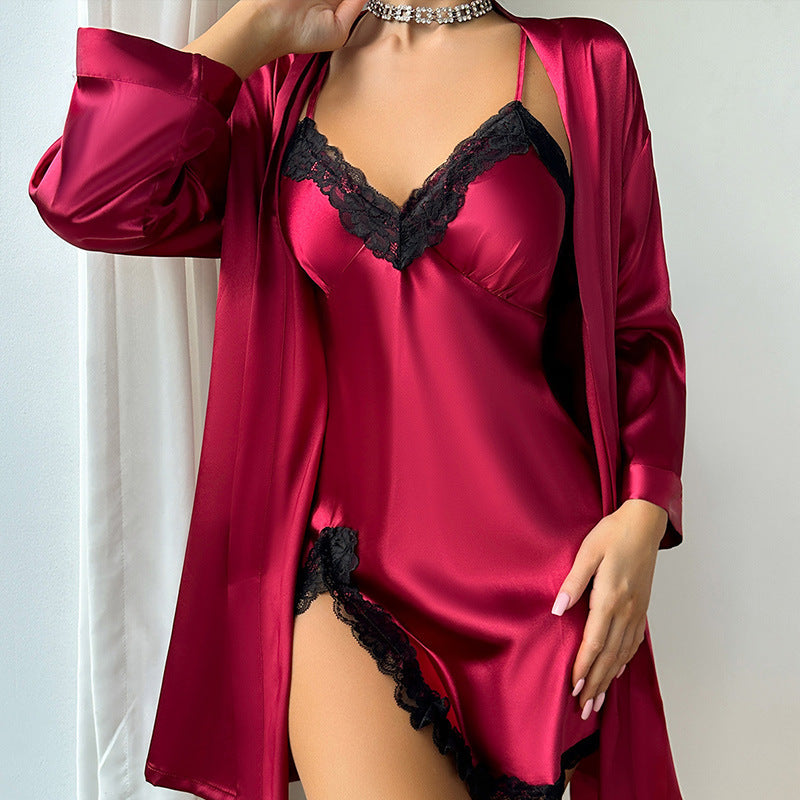 Casual Pajamas Two-piece Sling Outerwear Gown